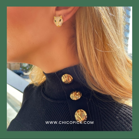 Panthers sterling silver plated gold earrings - Picture 3 of 3